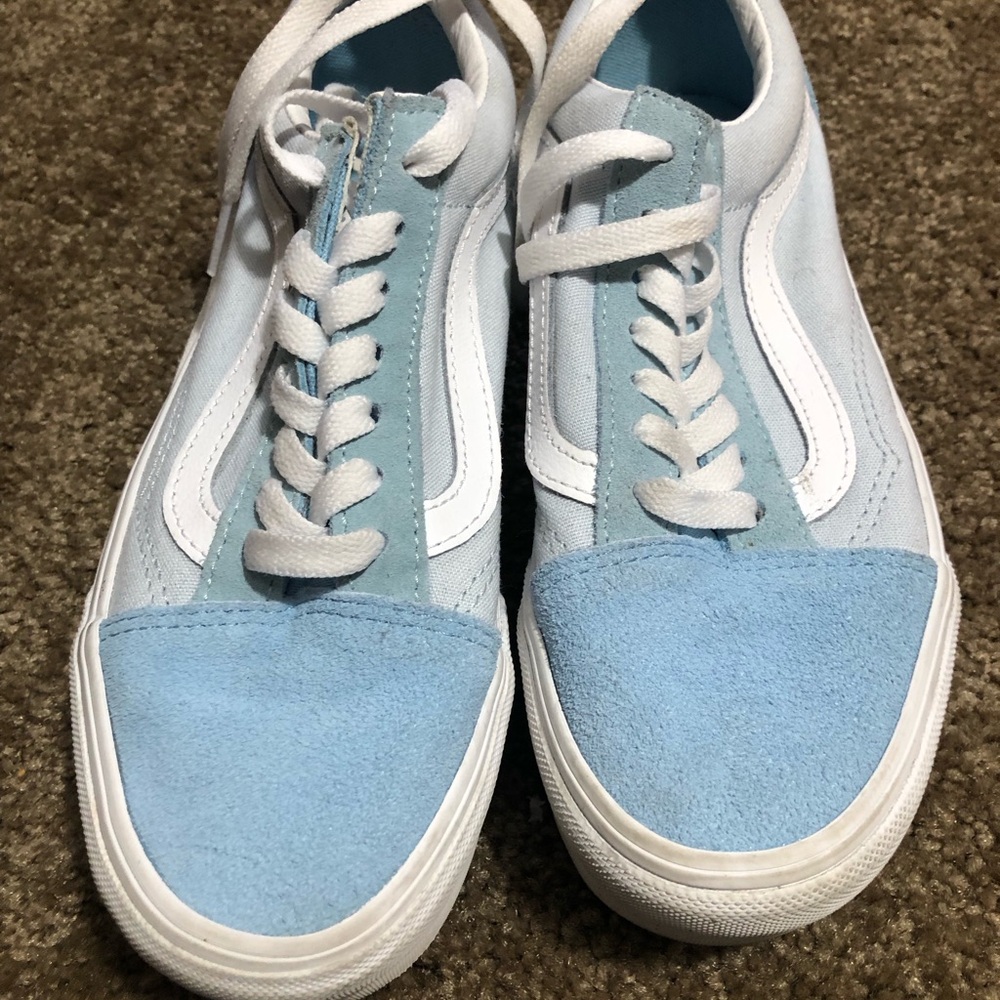Light Blue and White High-Top Vans